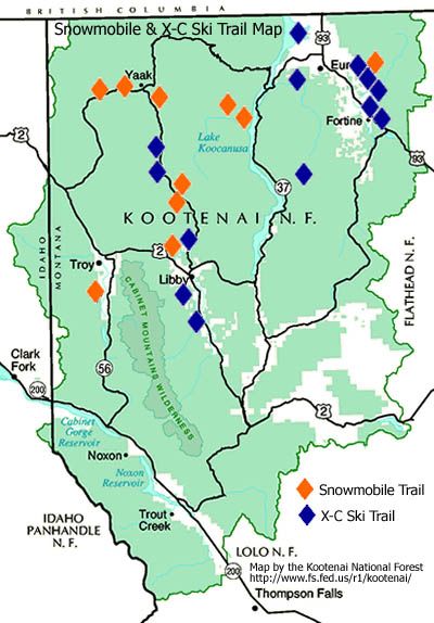 Snowmobile Map. Photo by Kootenai National Forest.