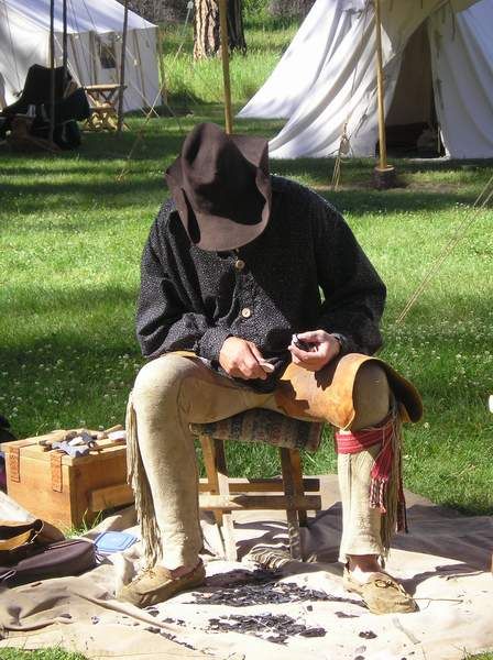 Flint knapping. Photo by LibbyMT.com.