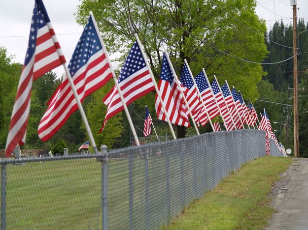 Memorial Day Flags. Photo by Duane Willliams, KLCB 1230 Libby News Radio.