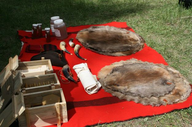 Beaver pelts, honey and wax candles. Photo by LibbyMT.com.