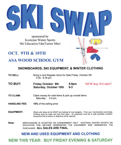 Ski Swap. Photo by Kootenai Winter Sports Ski Education Foundation .
