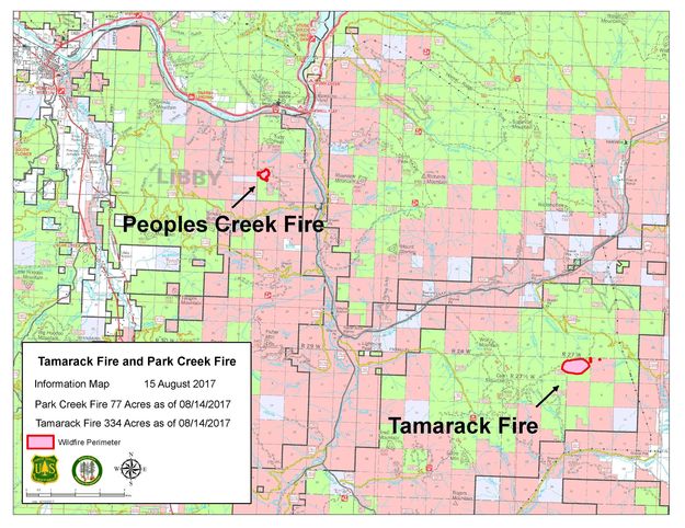 Tamarack Peoples Creek fires map. Photo by .