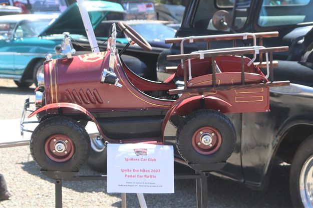 <center>Igniters Car Club</center> <center>Pedal Car Raffle</center>. Photo by LibbyMT.com.