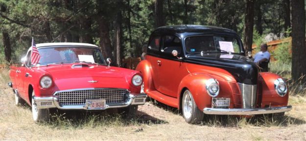 1957 Ford Thunderbird, 1940 Ford sedan. Photo by LibbyMT.com.