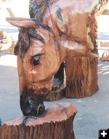 Alex Pricob horse carving. Photo by LibbyMT.com.