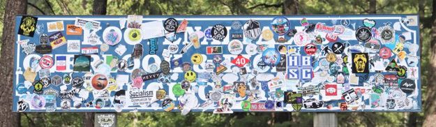 Visitor sticker board. Photo by LibbyMT.com.