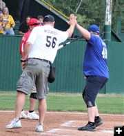 Steve Watson hits a homer. Photo by LibbyMT.com.