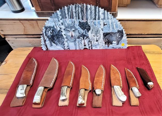 Saw blade art and knives. Photo by LibbyMT.com.