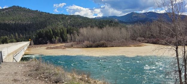 Fisher River entering the Kootenai River. Photo by LibbyMT.com.