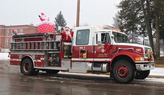 Santa on a fire truck in Libby