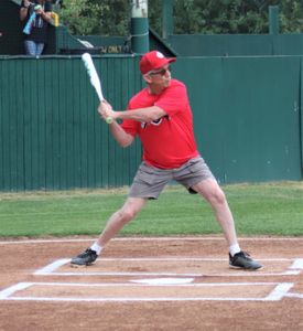 Steve Lauer, Fire Chief, in Guns vs. Hoses Softball Game